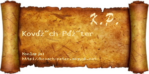 Kovách Péter névjegykártya