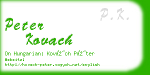 peter kovach business card